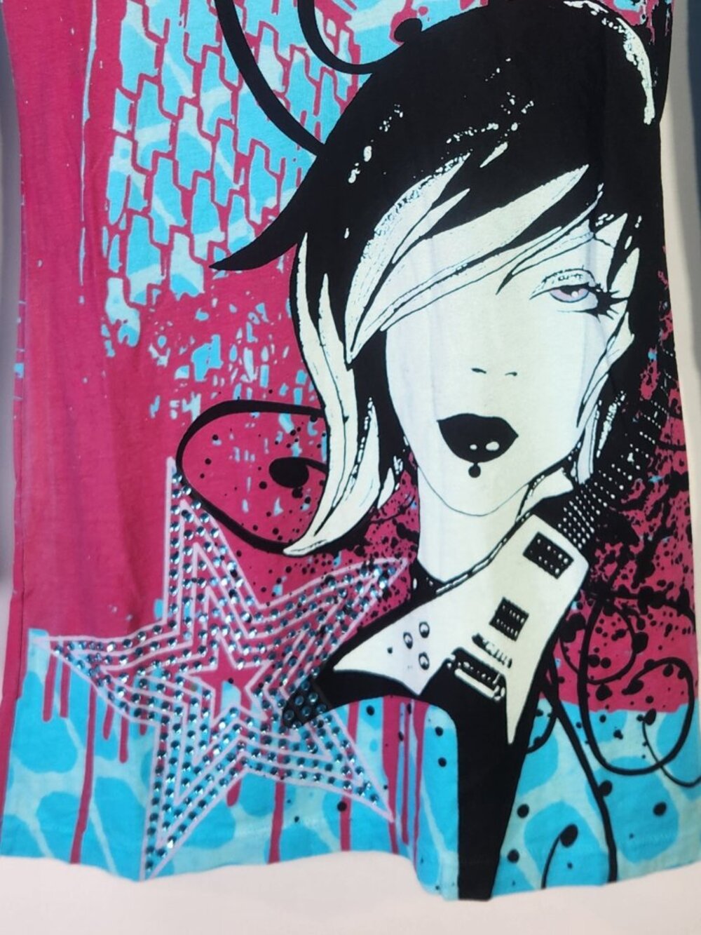 Crystal Rock by Christian Audigier Limited Edition #21/1000 Rocker Girl Tee - M - Picture 3 of 16
